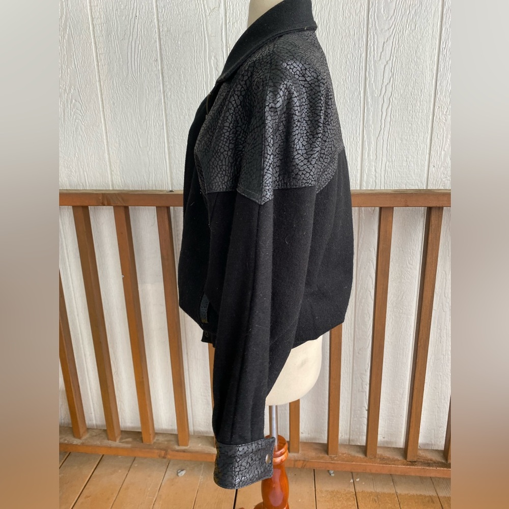Vintage 80s/90s wool & leather oversized bomber jacket - Picture 5 of 13
